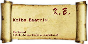 Kolba Beatrix névjegykártya